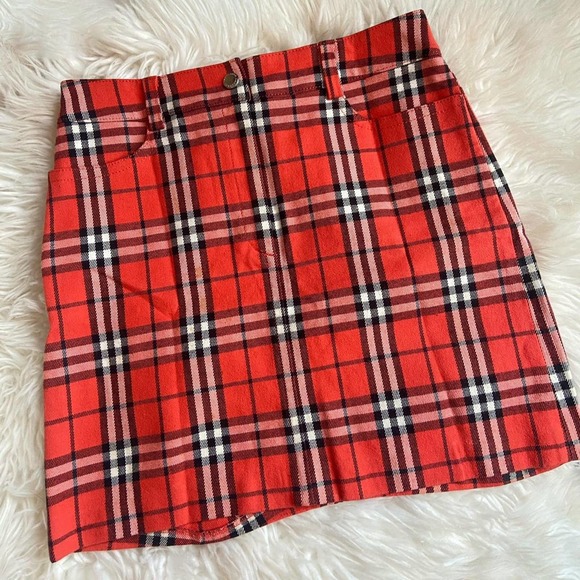 Authentic Red Nova Check Burberry Skirt Size Small